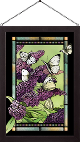 Call of the Lilac Framed Glass Art by Marjolein Bastin