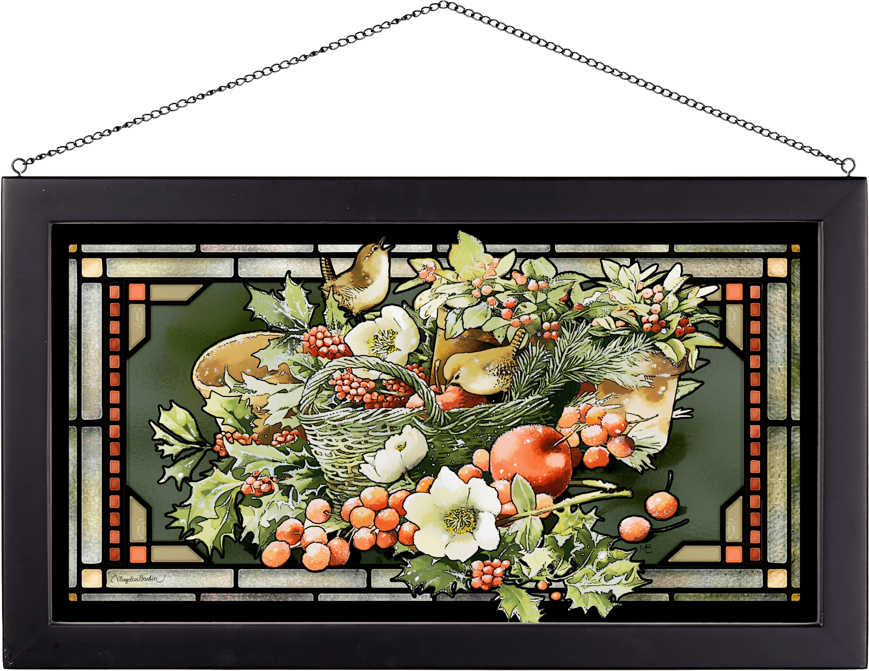 Holiday Abundance Framed Glass Art By Marjolein Bastin
