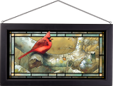 Cardinal on Sycamore Framed Glass Art By Marjolein Bastin