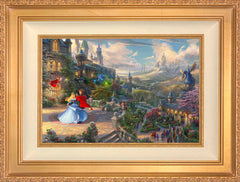 Disney Sleeping Beauty Dancing in the Enchanted Light Wall Art by Thomas Kinkade Studios Jewel Edition Canvas 12" x 18" Antique Gold
