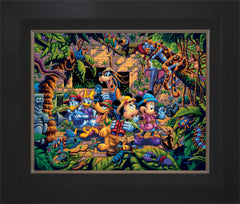 Mickey and Friends Exploring the Jungle Wall Art by Eric Dowdle Standard Number Canvas 16" x 20" Modern Black
