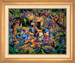 Mickey and Friends Exploring the Jungle Wall Art by Eric Dowdle Standard Number Canvas 24" x 30" Antique Gold