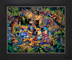 Mickey and Friends Exploring the Jungle Wall Art by Eric Dowdle Standard Number Canvas 24" x 30" Modern Black