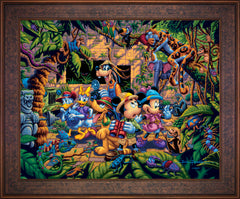 Mickey and Friends Exploring the Jungle Wall Art by Eric Dowdle Standard Number Canvas 24" x 30" Gallery Bronze