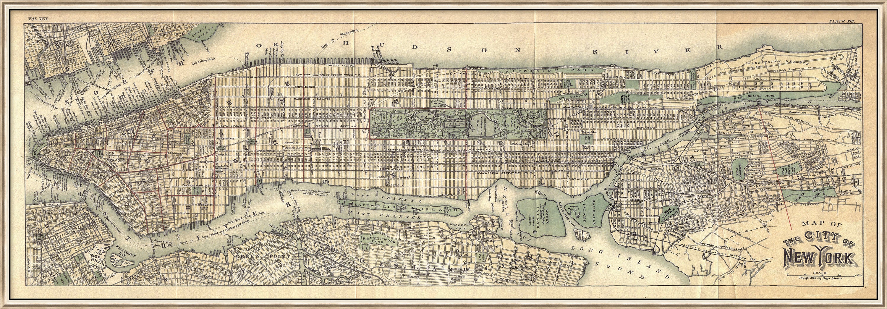 Martha Stewart Perry Street | Urban Map: Vintage Panorama | Framed Contemporary City Wall Art