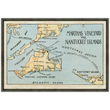 Martha Stewart Lily Pond | Vintage Map: Nantucket Island | Framed Coastal Cottage Wall Art