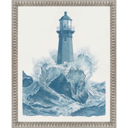 Martha Stewart Lily Pond | Seaside Landscape: Lighthouse | Framed Coastal Cottage Wall Art