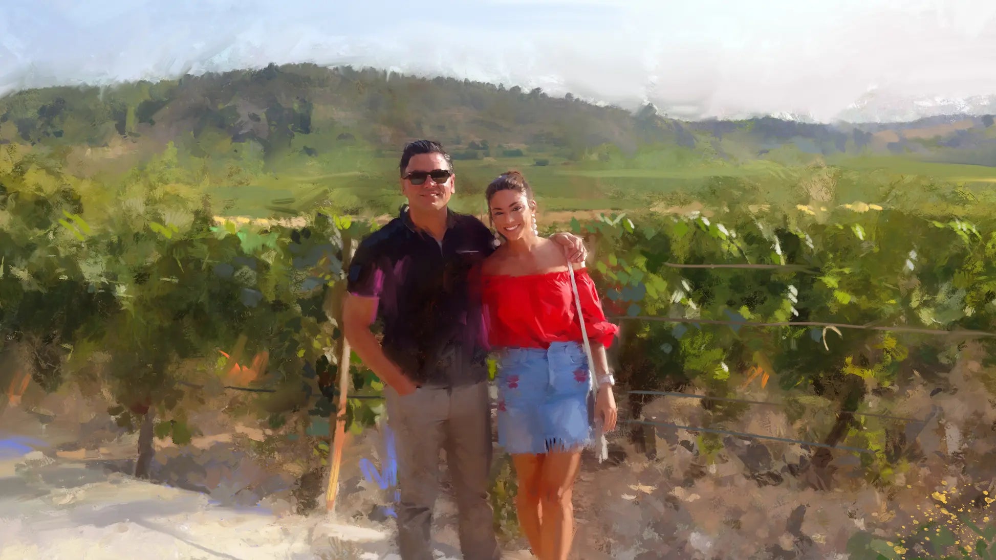 After: painted style of couple outdoors