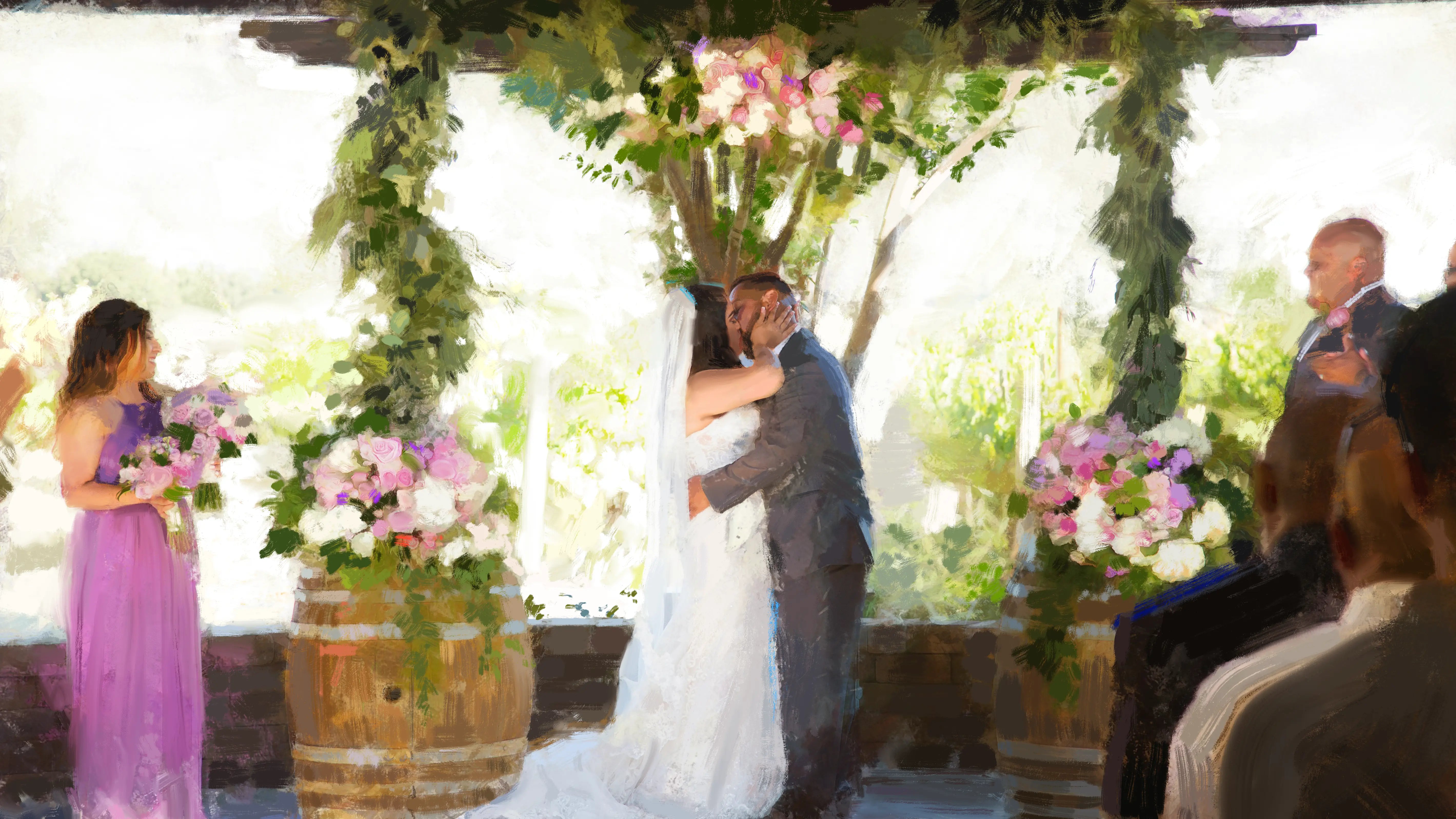 After: painted style of wedding