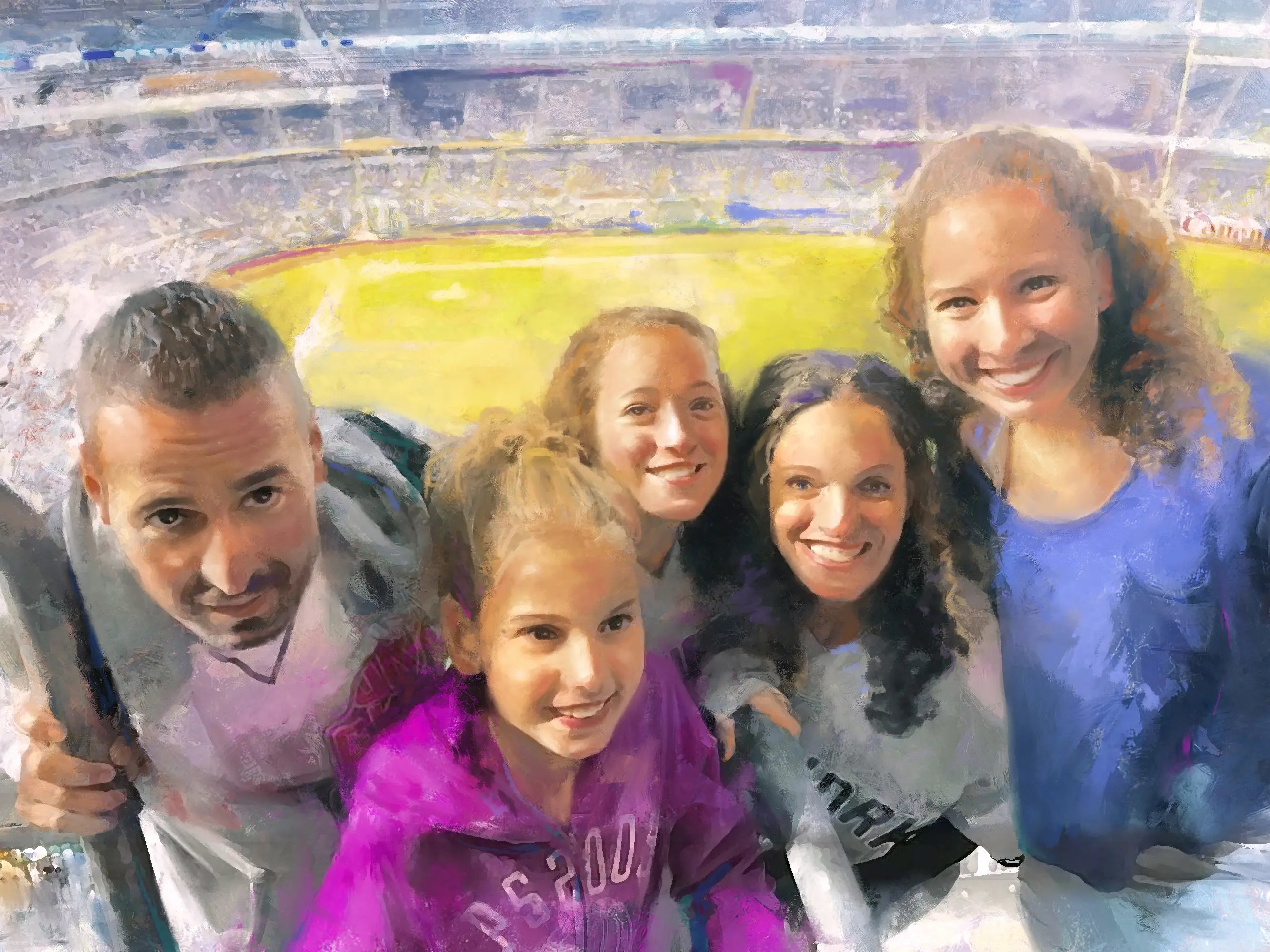 Hand-painted canvas of a black and white dog